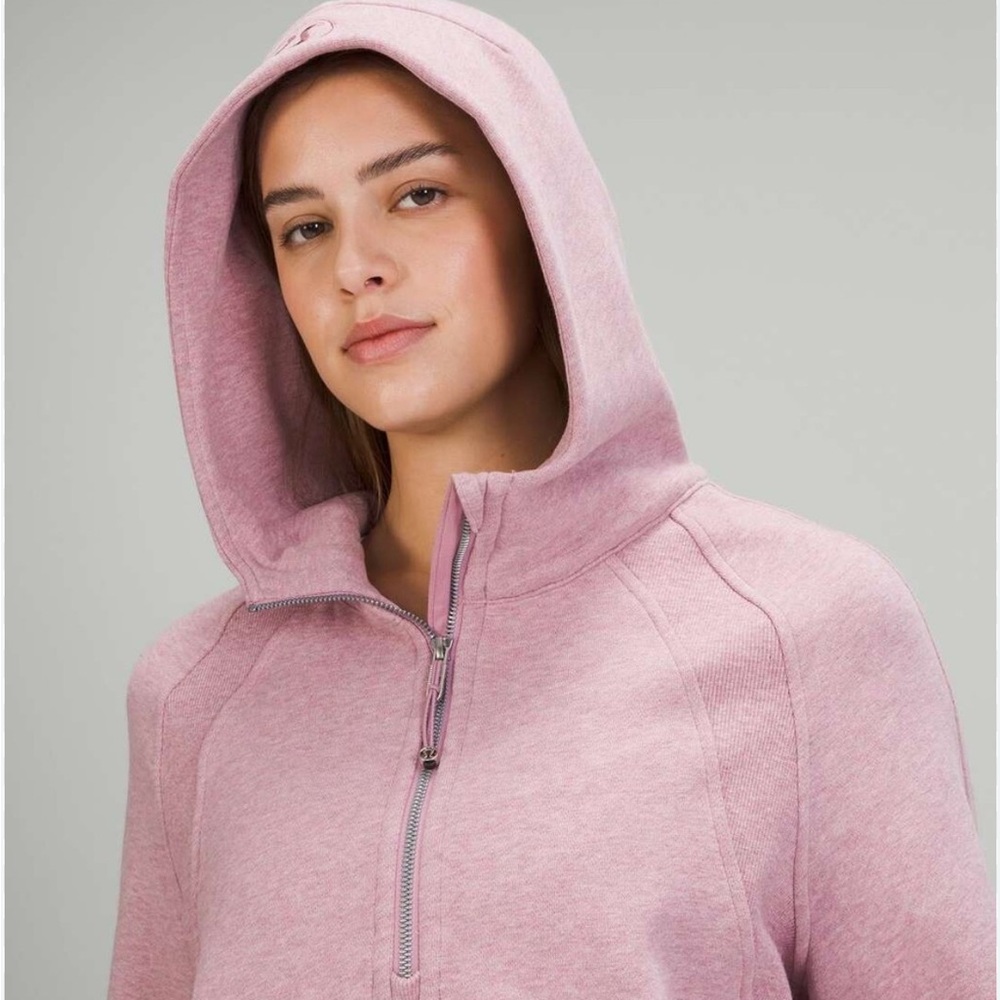 Pink Lululemon Hooded Scuba Quarter Zip Sweatshirt